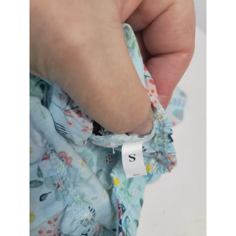 Dog or cat Blue Floral Dress Ruffle Sleeves‎ Skirt Pet apparel Small